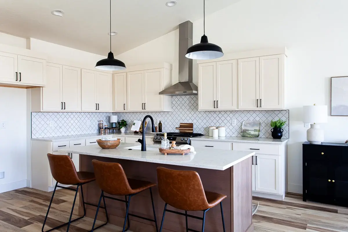 A Bear Homes kitchen photographed to represent the finishes and details in the Timberline